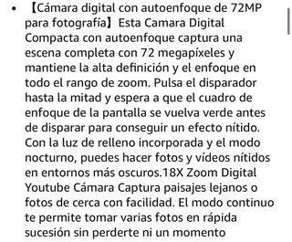Cámara Digital 4K 72MP Autofocus 18X + 64GB Nueva