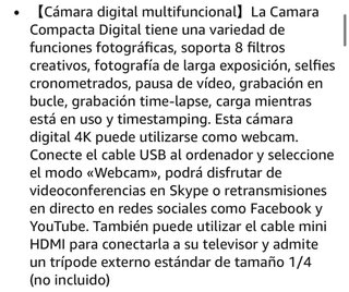 Cámara Digital 4K 72MP Autofocus 18X + 64GB Nueva