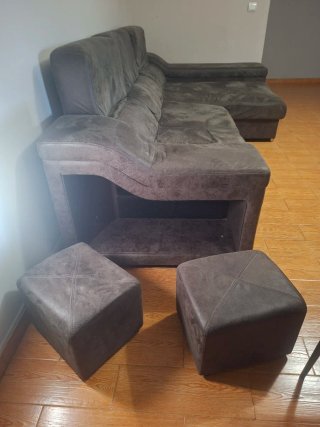 Sofá Rinconera con Chaiselongue Gris