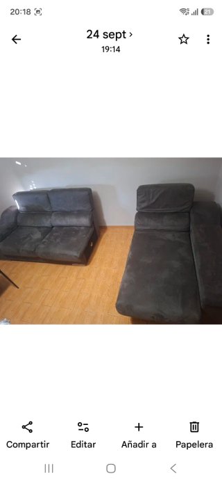 Sofá Rinconera con Chaiselongue Gris