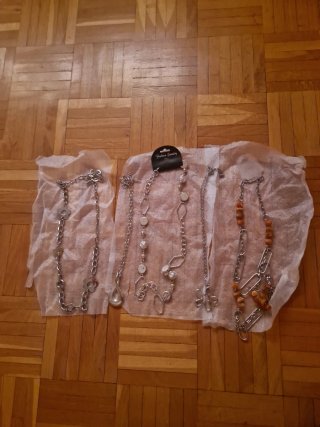 Colgantes mujer plata y marrón, 5 colgantes