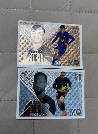 2 Cromos Extra Sticker: Pedri y Jan Oblak