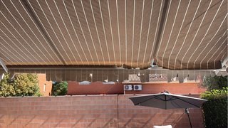 Toldo Eléctrico Rayas Gris y Blanco 4x3m