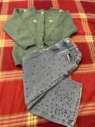 Conjunto chompa y pantalón vaquero T4