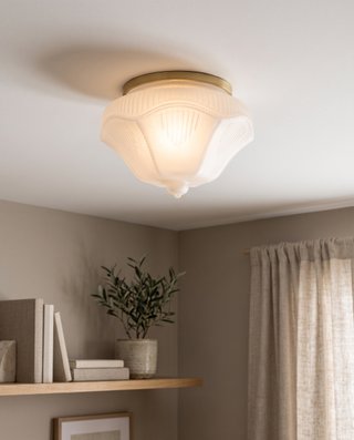 Plafón cristal satinado estilo Art Decó vintage