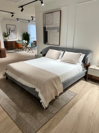 Cama Matrimonial Tela y Madera