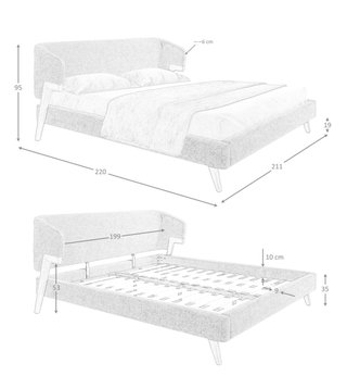 Cama Matrimonial Tela y Madera
