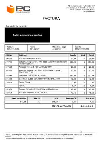 PC Gaming RTX 2060 Super + i5-10600KF 16GB RAM
