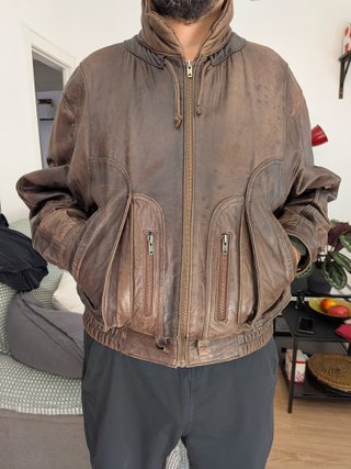 Chaqueta aviador piel marrón