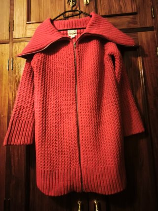 Chaqueta de punto roja con cremallera