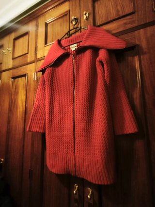 Chaqueta de punto roja con cremallera