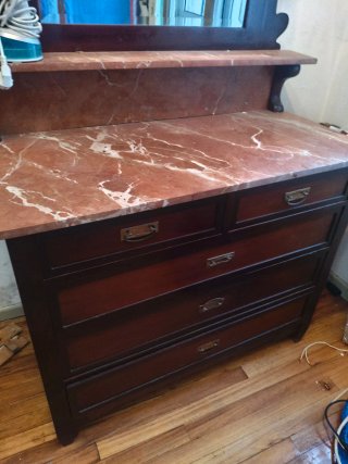 Cómoda Tocador Antigua Madera y Mármol S.XIX