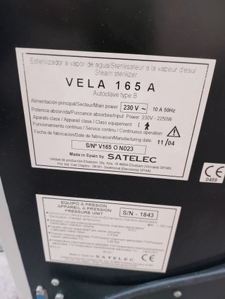 Autoclave Clase B Satelec VELA 165 A