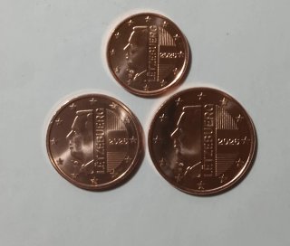 Lotto 3 monete 1-2-5 cent 2026 Lussemburgo