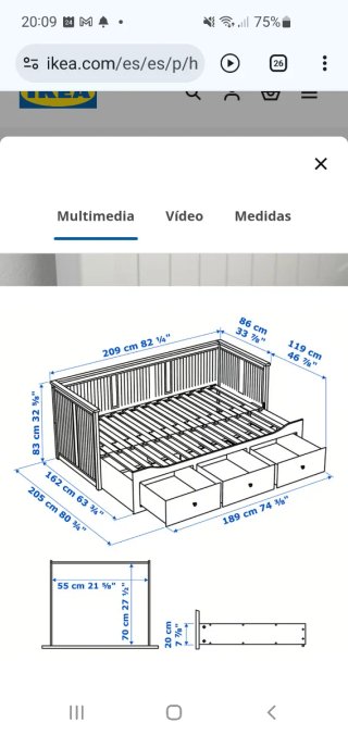 Cama nido HEMNES Ikea Blanca