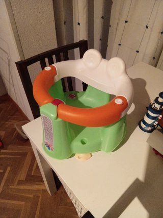 Asiento Bañera Bebé Rana Verde Naranja Blanco