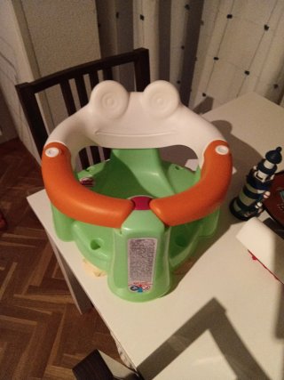 Asiento Bañera Bebé Rana Verde Naranja Blanco