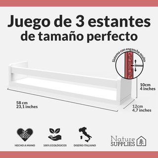 Set de 3 Estanterías de Pared Infantiles Blancas