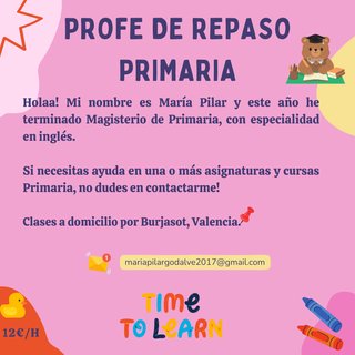 Clases de repaso Primaria 12€/HORA
