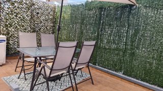 Mesa y 4 Sillas Exterior con Sombrilla