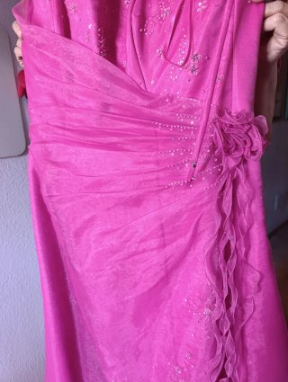 Vestido fiesta fuscia pedrería
