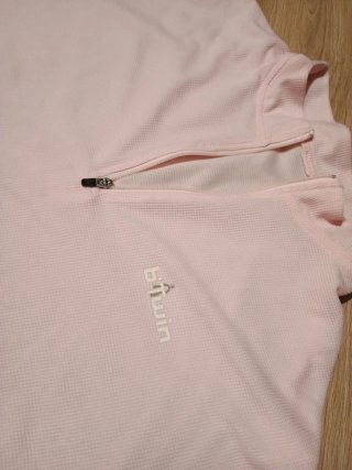 Camiseta de ciclismo rosa con cremallera