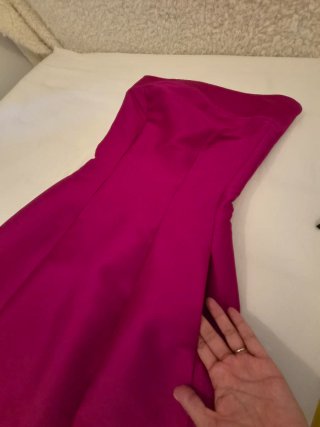 Vestido de fiesta rosa fucsia palabra de honor