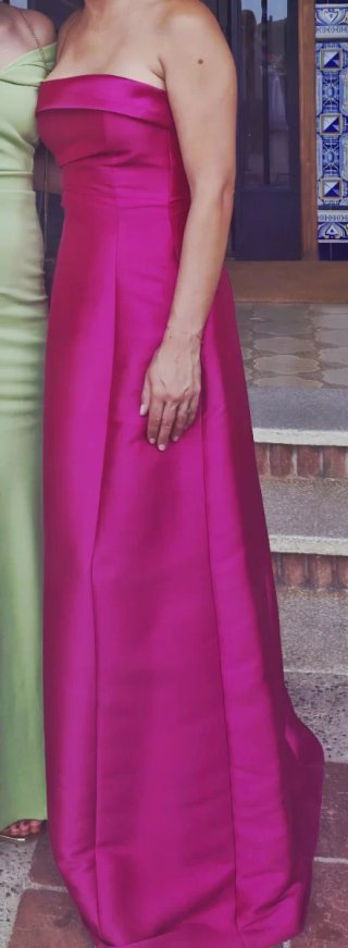 Vestido de fiesta rosa fucsia palabra de honor