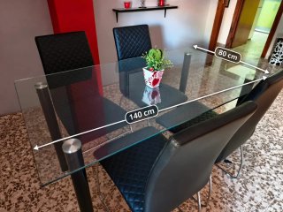 Mesa de Comedor de Cristal 140x80 cm