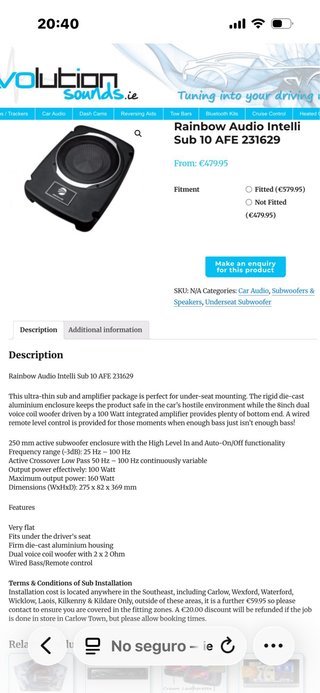 Subwoofer Intelli Sub 10 AFE Coche