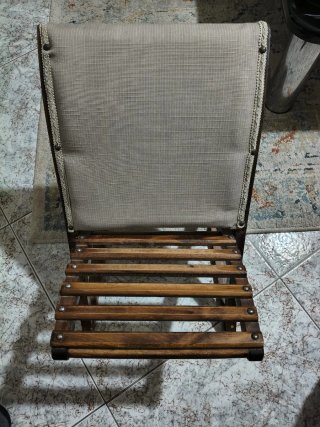 Poggiapiedi vintage tessuto e legno