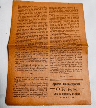 Folleto Argumental Cine Mudo - 1917
