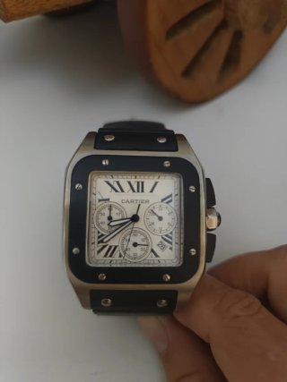 Reloj Cartier Santos Cronógrafo Acero Negro