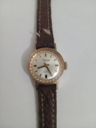 Orologio vintage pelle marrone e oro