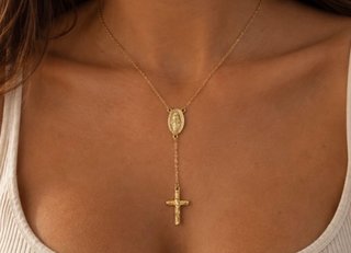 Colar terço vintage dourado