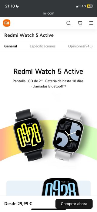 Xiaomi Redmi Watch 5 Active Negro