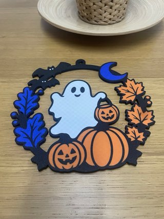 Adorno de Halloween con Fantasma y Calabazas