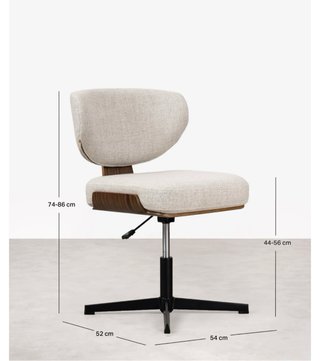 Silla Escritorio Tela y Madera Beige/Marrón