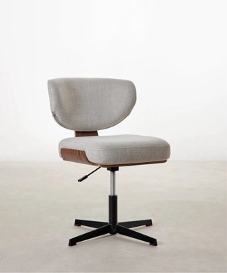 Silla Escritorio Tela y Madera Beige/Marrón