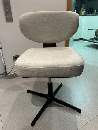 Silla Escritorio Tela y Madera Beige/Marrón