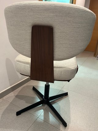 Silla Escritorio Tela y Madera Beige/Marrón