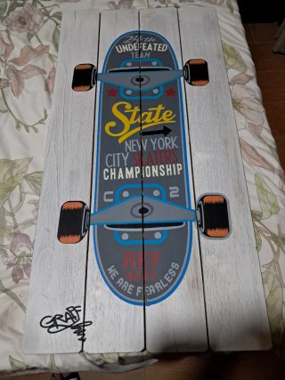 Cartel Decorativo Madera Skate New York