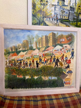 Cuadro al óleo Mercadillo de Barrio
