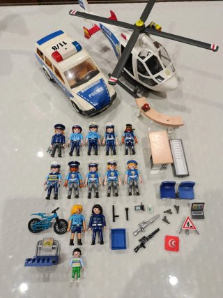 Playmobil Policía Coche y Helicóptero