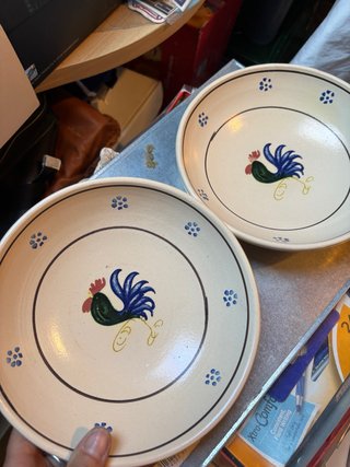 Coppia piatti decorati gallo artigianali