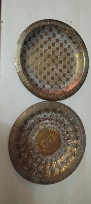 2 Platos Decorativos Latón Macizo