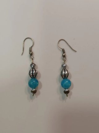 Pendientes Largos Plateados y Turquesa