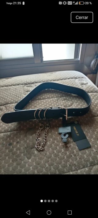 Cinturón Forever 21 Negro con Cadena Talla Única
