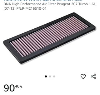 Filtro Aire Peugeot 207 Turbo 1.6L performance