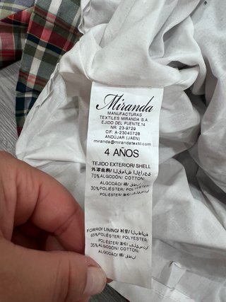Vestido de Cuadros para Niña Talla 4 Marca Miranda